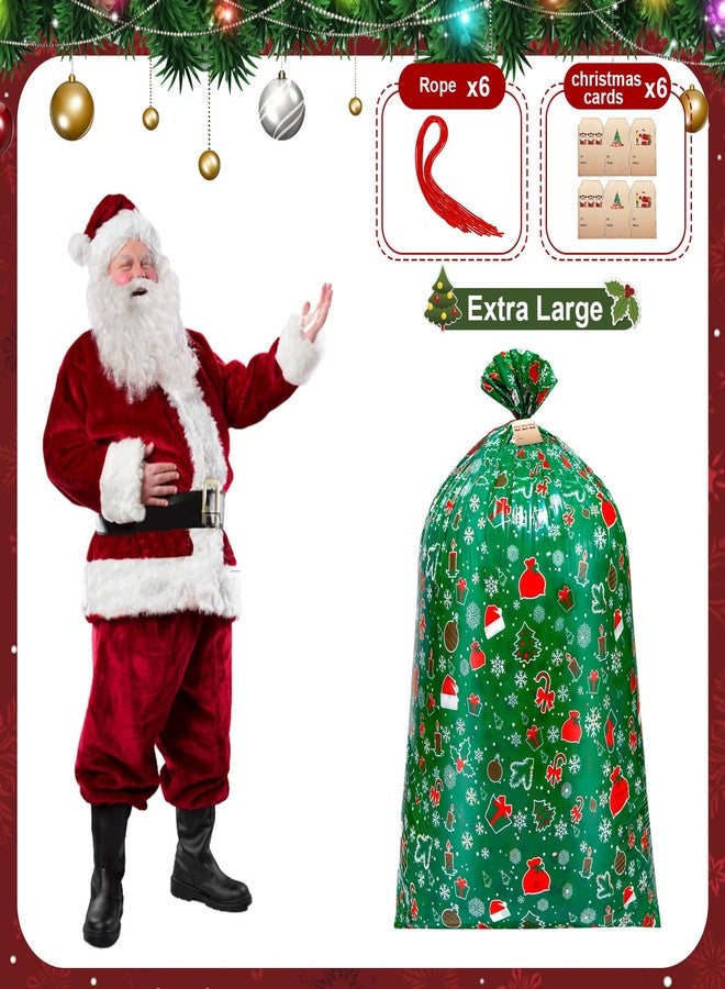 ونسينغ مجموعة أونسينغ من 6 أكياس هدايا كبيرة لعيد الميلاد، مقاس 36 × 56 بوصة، أكياس هدايا عملاقة لألعاب الأطفال مع 3 ملصقات وأربطة، اللون ج - Image 3